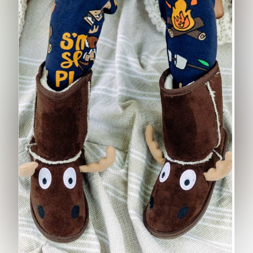 Lazy One Brand Kids Moose Slipper Boots, Size L (11-1)
